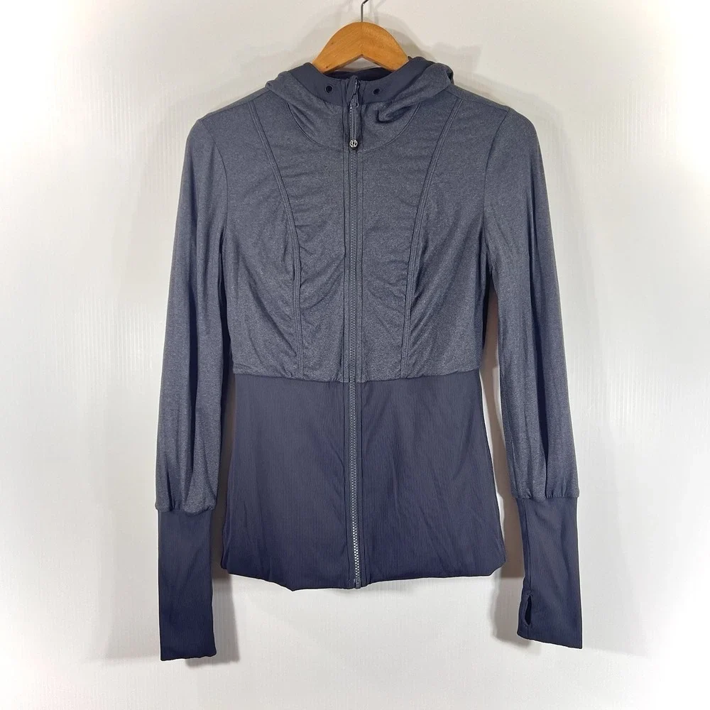 Lululemon Dance Studio Jacket Size 8 Gray Reversable Hoodie Full Zip *READ* - Picture 8 of 13